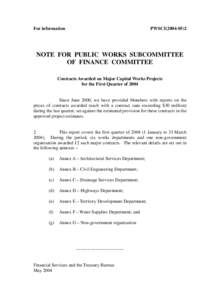 For information  PWSCI[removed]NOTE FOR PUBLIC WORKS SUBCOMMITTEE OF FINANCE COMMITTEE