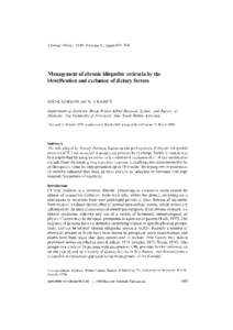 Cli~~ical Allergy, 1980, Volume 10, pages[removed]Management of chronic idiopathic urticaria by the identification and exclusion of dietary factors