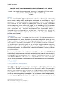 Draft for circulation  A Review of the FORIN Methodology and Existing FORIN Case Studies Arabella Fraser, Shona Patterson, Mark Pelling, Department of Geography, Kings College London. Contact author: Arabella Fraser [Ara