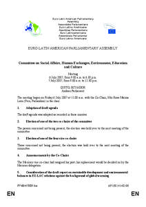 Euro-Latin American Parliamentary Assembly Assemblée Parlementaire Euro-Latino Américaine Asamblea Parlamentaria Euro-Latinoamericana