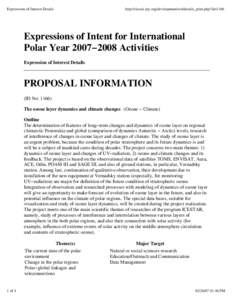 Expressions of Interest Details  http://classic.ipy.org/development/eoi/details_print.php?id=1166 Expressions of Intent for International Polar Year 2007−2008 Activities