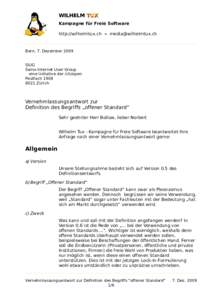 WILHELM TUX Kampagne für Freie Software http://wilhelmtux.ch »  Bern, 7. Dezember 2009 SIUG