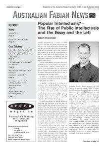 www.fabian.org.au  Newsletter of the Australian Fabian Society. Vol 45 No 3, July–September 2005