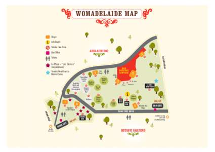 WOMADelaide Map Stage Info Booth Smoke Free Zone  Adelaide Zoo