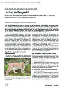 KULTURLANDSCHAFT - LEBENSRAUM FÜR WILDTIERE  Luchs-Projekt des Nationalparks Bayerischer Wald