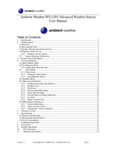 Ambient Weather WS-1285 Advanced Weather Station User Manual Table of Contents 1. 2.