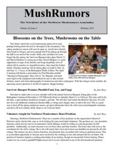 MushRumors The Newsletter of the Northwest Mushroomers Association February 2015 Volume 26, Issue 1