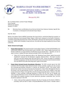 DIRECTORS  MARINA COAST WATER DISTRICT 11 RESERVATION ROAD, MARINA, CAHome Page: www.mcwd.org TEL: (FAX: (