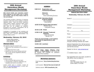 20th Annual Hazardous Waste Management Workshop AGENDA 9:00-9:15