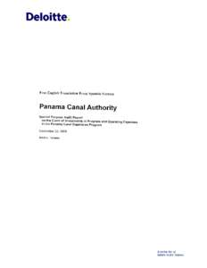 Panama Canal Authority  Special Purpose Audit Report September 30, 2009 Contents