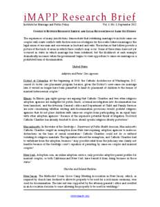 iMAPP Research Brief Institute for Marriage and Public Policy Vol. 5, No. 5, September[removed]CONFLICTS BETWEEN RELIGIOUS LIBERTY AND LEGAL RECOGNITION OF SAME-SEX UNIONS