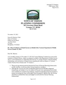 Amended VY Petition PSB Docket 7862 Page 1 of 2 TOWN OF VERNON PLANNING COMMISSION