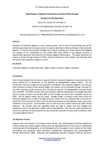 16th European Biosolids and Organic Resources Conference  Optimisation of Digester Performance and Gas Yield through Analysis of VFA Speciation Horan, N.J., Smyth, M*.and May, A.* School of Civil Engineering, University 