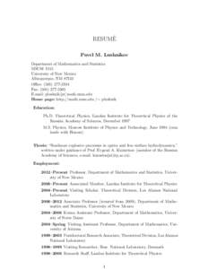 Landau Institute for Theoretical Physics / Russian Academy of Sciences / Nonlinearity / Applied Physics B / Optics / Nonlinear system / Padma Kant Shukla / Vladimir E. Zakharov / Physics / Solitons / Fluid dynamics