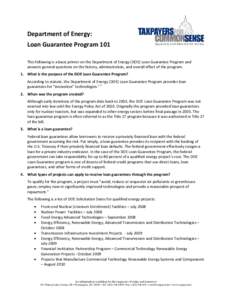 Microsoft Word - DOE Loan Guarantee Program 101_Final