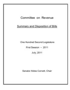 Microsoft Word - Revenue Comm. Summary and Dispositon of Bills[removed]doc