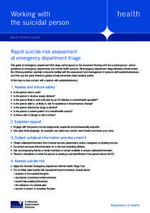 Working with the suicidal person Quick reference guide Rapid suicide-risk assessment at emergency department triage