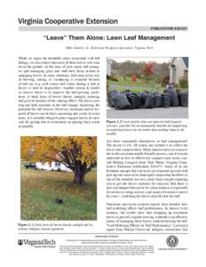 publication[removed]  “Leave” Them Alone: Lawn Leaf Management Mike Goatley, Jr., Extension Turfgrass Specialist, Virginia Tech  While we enjoy the beautiful colors associated with fall