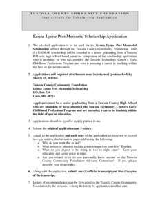 Microsoft Word - Kenna Peet Scholarship.doc