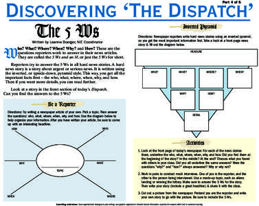 Part 4 of 5  Discovering ‘The Dispatch’ The 5 Ws  Inverted Pyramid