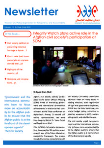 Newsletter Research and Policy Organization for Transparency and Accountability Volume  31| 3rd Year | July 2013   In this issue...