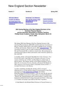 New England Section Newsletter - Spring 2004