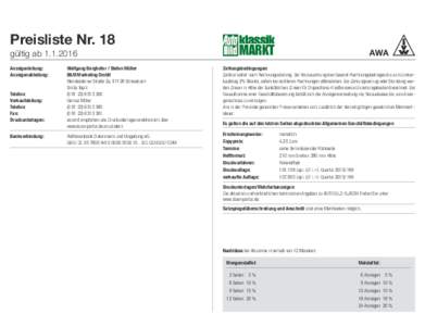 Preisliste Nr. 18 gültig abAnzeigenleitung: Anzeigenabteilung:  Telefon: