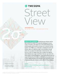 Street View NOVEMBER 2015 BY JEFFREY N. SARET AND SUBHADEEP MITRA  EXECUTIVE SUMMARY The link between inflation and the