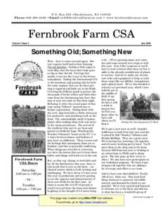 P.O. Box 228  Bordentown, NJ  08505 Phone :[removed]  Email:[removed]  www.fernbrookfarmcsa.com Fernbrook Farm CSA Volume 3 Issue 2