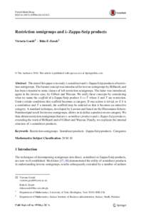 Period Math Hung DOIs10998Restriction semigroups and λ-Zappa-Szép products Victoria Gould1 · Rida-E-Zenab2