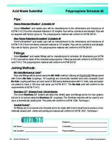 Acid Waste Submittal  Polypropylene Schedule 40 Pipe: Flame Retardant Blueline® Schedule 40