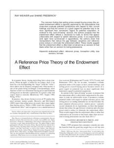 Pricing / Economics / Financial economics / Consumer behaviour / Decision theory / Loss aversion / Futures contract / Endowment effect / Short / Business / Behavioral finance / Marketing