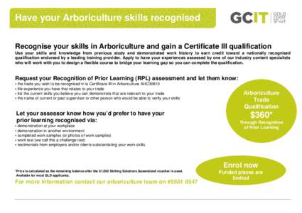Recognition of prior learning / Arboriculture / Land management / Oceania / Recreation / Education in Australia / Forestry / Australian Qualifications Framework