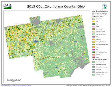 2013 CDL, Columbiana County, Ohio Land Cover Categories (by decreasing acreage) AGRICULTURE* Grass/Pasture Corn