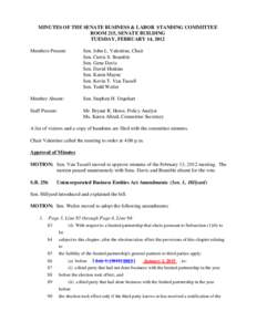 Minutes for Senate Business and Labor Committee 02/14