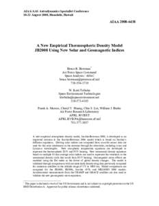 AIAA/AAS Astrodynamics Specialist Conference[removed]August 2008, Honolulu, Hawaii AIAA[removed]A New Empirical Thermospheric Density Model