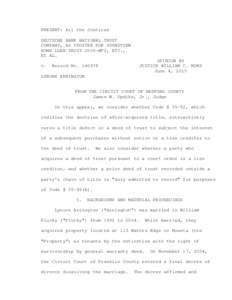 PRESENT: All the Justices DEUTSCHE BANK NATIONAL TRUST COMPANY, AS TRUSTEE FOR SOUNDVIEW HOME LOAN TRUST 2006-WF2, ETC., ET AL. v.