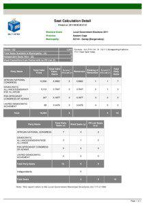 Seat Calculation Detail Printed on: [removed]:47:41