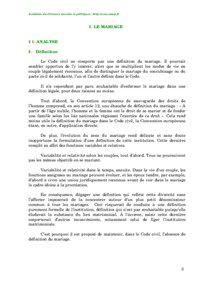Académie des Sciences morales et politiques - http://www.asmp.fr  I- LE MARIAGE