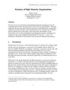 1999 SEPG Conference, Atlanta, Georgia, 8-11 March[removed]Practices of High Maturity Organizations