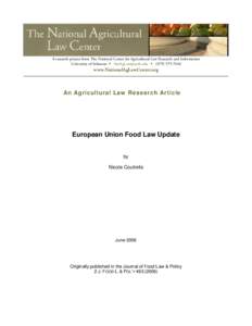 Research Publication, National Agricultural Law Center