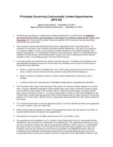 Principles Governing Contractually Limited Appointments (SPS A8) Approved by Senate — December 14, 2011 Approved by the Board of Governors — December 15, .