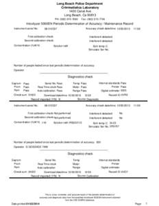 Long Beach Police Department Criminalistics Laboratory 1400 Canal Ave Long Beach, Ca[removed]PH: ([removed]