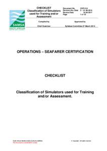 CHECKLIST Classification of Simulators used for Training and/or Assessment  Document No.