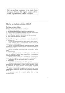 The Act on Nuclear Activities