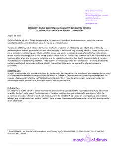 March of Dimes Foundation Rhode Island Chapter 220 West Exchange Street, Suite #003 Providence, RI[removed]Telephone[removed]Fax[removed]