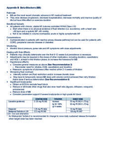 Appendix B - Beta Blockers