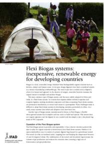 ©IFAD/K. Sehgal  Flexi Biogas systems: inexpensive, renewable energy for developing countries Biogas is a clean, renewable energy obtained from biodegradable organic material such as