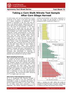 Agronomy Fact Sheet Series  Fact Sheet 72 Taking a Corn Stalk Nitrate Test Sample After Corn Silage Harvest