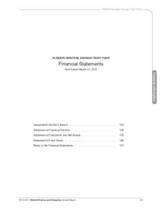 Alberta Heritage Savings Trust Fund - Financial Statements for the year ended March 31, 2011